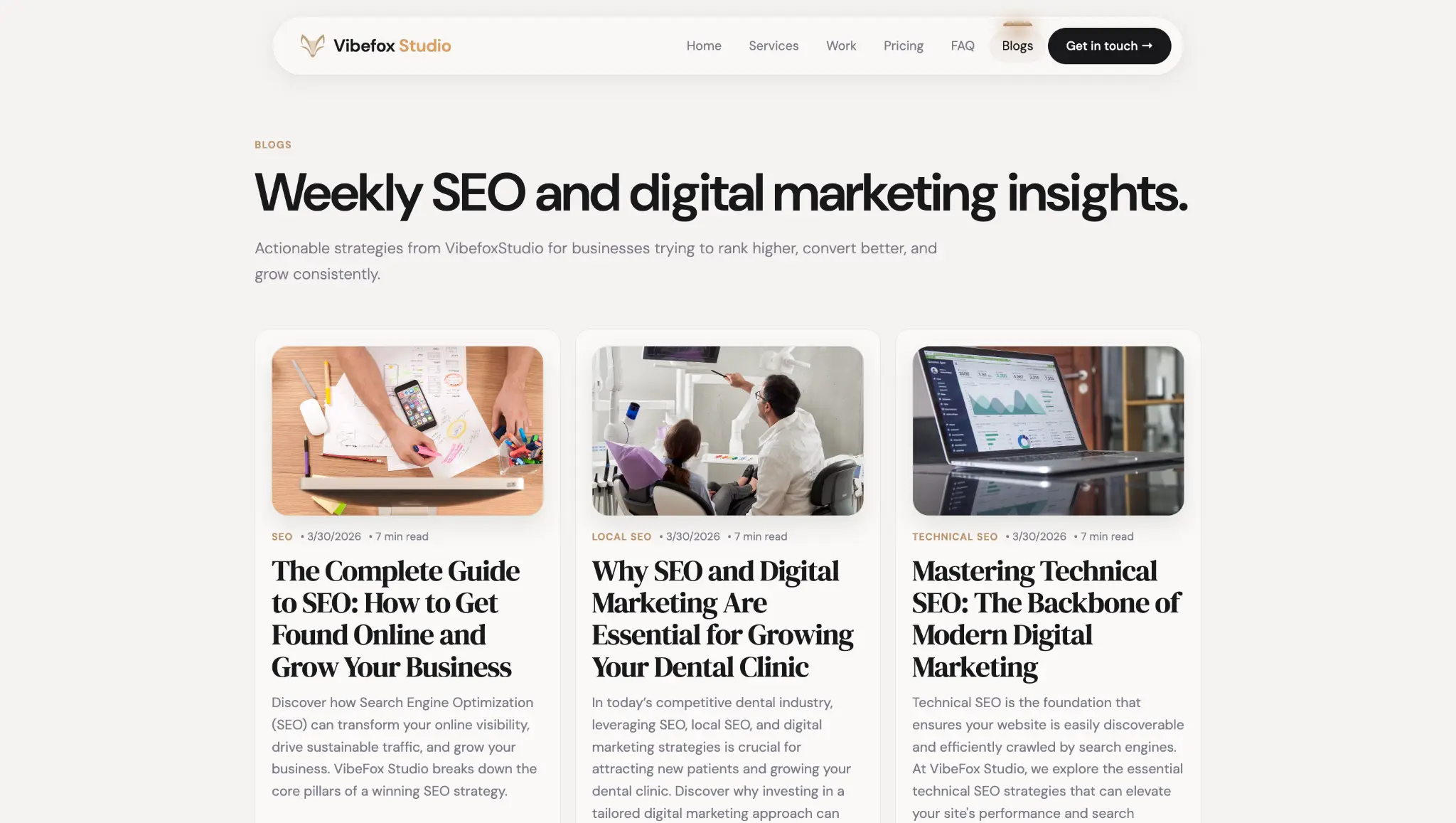 VibeFox Studio blog and SEO content platform